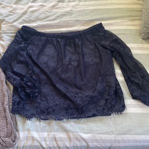 Charcoal Lace Off the Shoulder Top